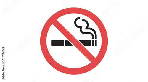 Photos No smoking pictogram with cigarette and smoke red circle silhouette