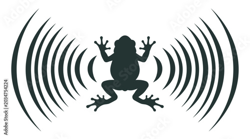 Foto Frog With Rippling Waves Silhouette amphibian anura
