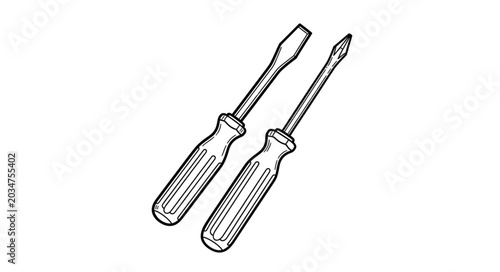 Obraz na plátně Two screwdrivers isolated on a white background illustration.