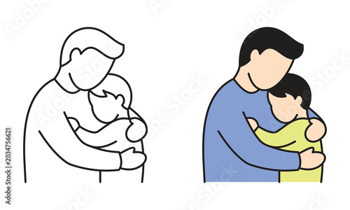 Fényképezés Touching moment of a caring father embracing his beloved child with affection ve