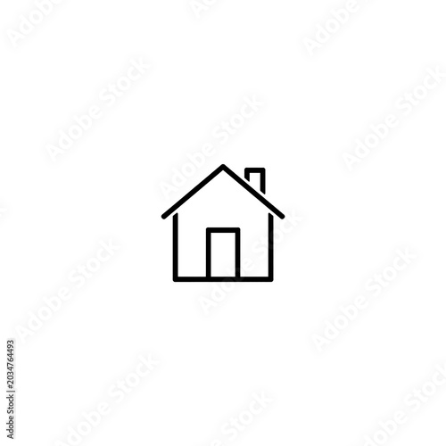 Smart Home Black Line Icon Set – Minimal Flat Outline Tiny House Collection on White Background