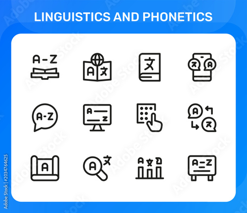 Tableau sur toile Linguistics and Phonetics icon set