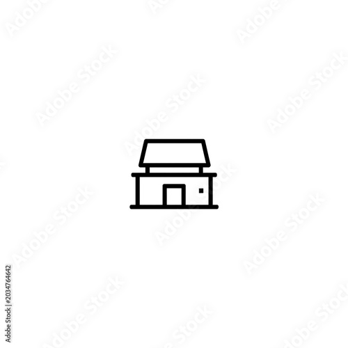 Smart Home Black Line Icon Set – Minimal Flat Outline Tiny House Collection on White Background