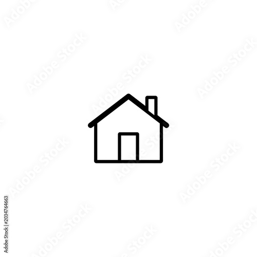 Smart Home Black Line Icon Set – Minimal Flat Outline Tiny House Collection on White Background