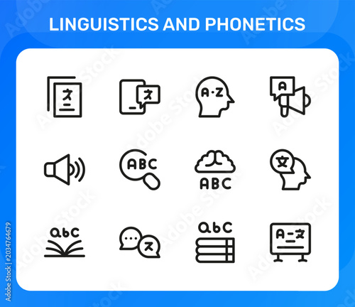 Принти на полотні Linguistics and Phonetics icon set