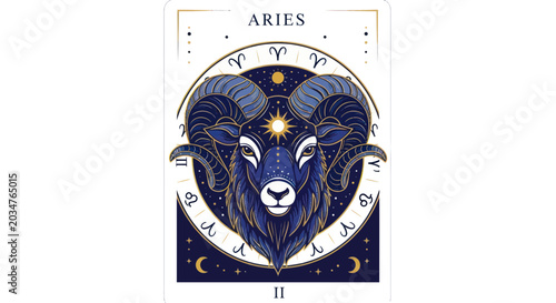 Aries Zodiac Sign Astrology Symbol Ram Horoscope Celestial Art