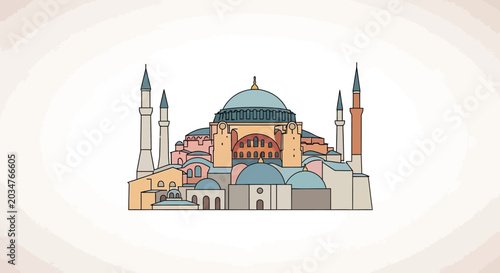 Konstfotografi Hagia Sophia Istanbul Mosque Cathedral Landmark Flat Illustration