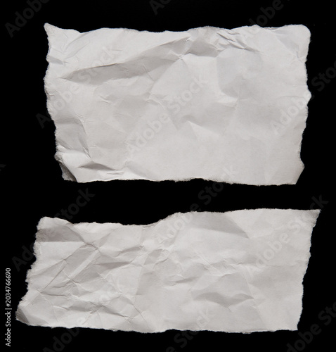 Two ripped wrinkled paper