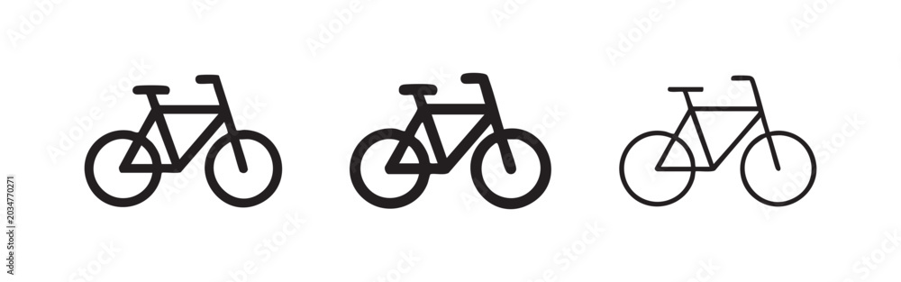 Fototapeta premium Bicycle Icon Set: Solid, Filled Outline, Outline