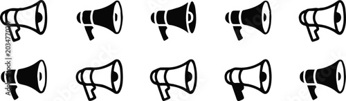 Obraz na plátně megaphone volume icon set with bold outlines and loudspeaker cones in pattern la