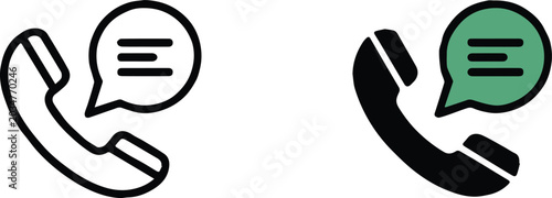 Schilderij op canvas phone call icon with chat bubbles, retro flat line style for customer support an