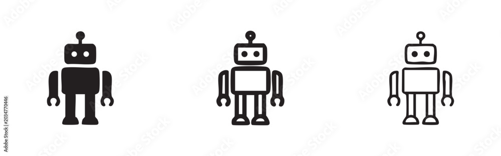 Naklejka premium Robot icon set. Artificial intelligence and technology symbol.