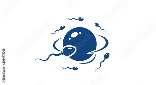 Photos Fertilization Concept: Sperm Cells Approaching Egg Cell, Science and Reproductio