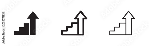 Fényképezés Stairs with up arrow icon set