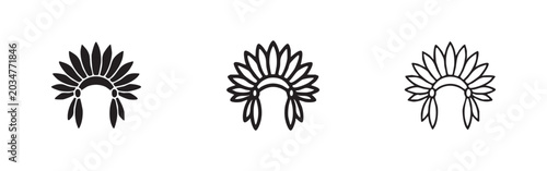 Photos Native American headdress icon set
