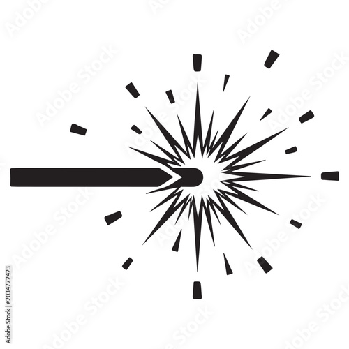 Foto Laser beam hitting target with sparks and starburst effect vector icon for indus