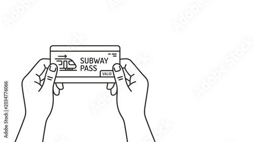 Canvastavla Hands holding a subway pass card illustration.