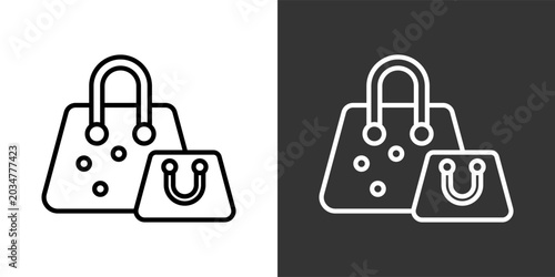 Εκτύπωση καμβά Shopping Bag Black And White Icon Set Collection Pack Vector Illustration