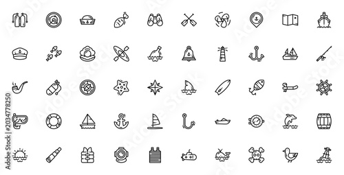 Schilderij op canvas Nautical & Sailor icon set