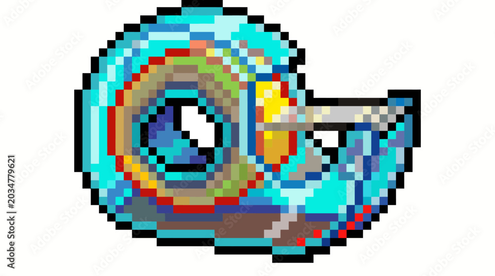 Fototapeta premium Pixel Art Illustration of a Shiny Tape Dispenser.