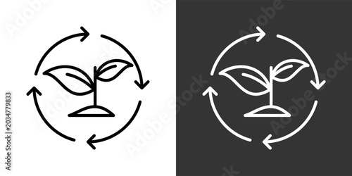 Tableau sur toile Sustainable Black And White Icon Set Collection Pack Vector Illustration