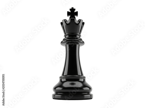 3D Black Chess Queen Piece Isolated on Transparent Background for Design
