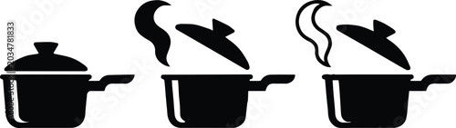 Tableau sur toile cup coffee icon set with steam rising and glossy highlights for cafe menu design