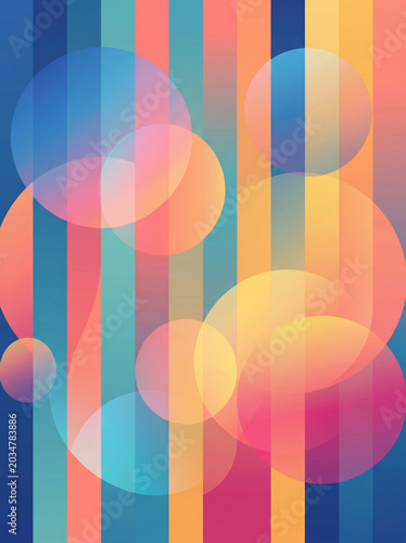 Abstract geometric gradient circles and stripes, colorful modern pattern