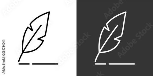 Tableau sur toile Feather Pen Black And White Icon Set Collection Pack Vector Illustration
