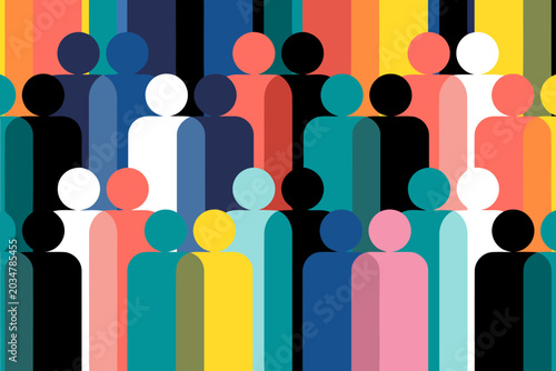 Abstract crowd of colorful people icons, symbolic diversity and unity