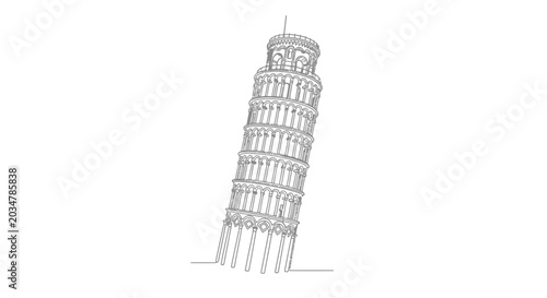 Quadro su tela Minimalist hand drawn sketch of the Leaning Tower of Pisa.