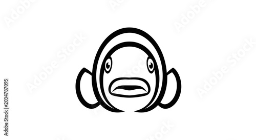 Stylized Clownfish Face Outline Icon