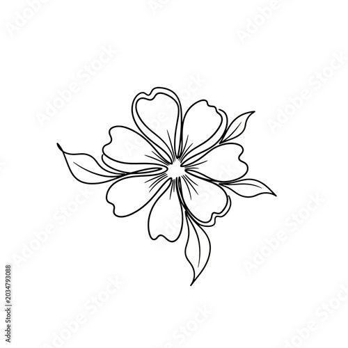 Floral outline graphic on white background.