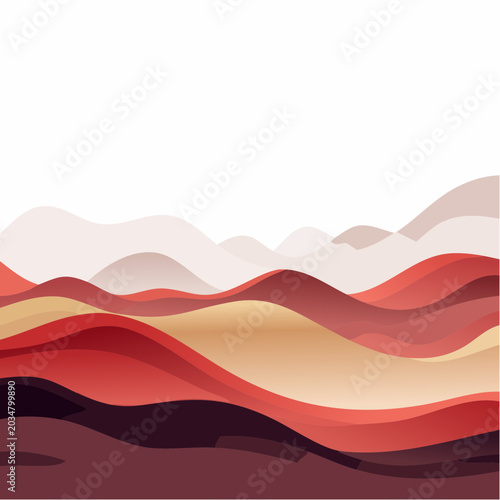 Abstract Landscape with Rolling Hills in Warm Colors