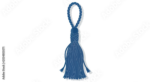 Quadro su tela Blue Tassel Hanging Decoration Isolated on White Background