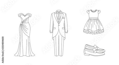 Formal wear and children's dress line art