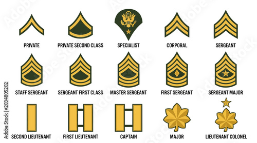 US Army Rank Insignia Chart - Enlisted and Officer Ranks