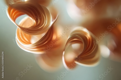 Abstract Swirling Paper Curls with Soft Bokeh and Warm Lighting spiral