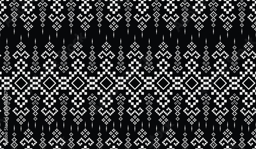 Foto Nature vintages cross stitch traditional ethnic pattern paisley flower Ikat back