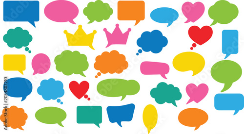Colorful speech bubbles and conversation icons