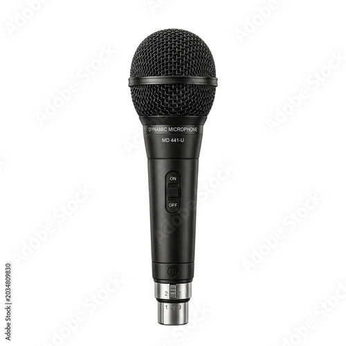 Black handheld microphone with on off switch