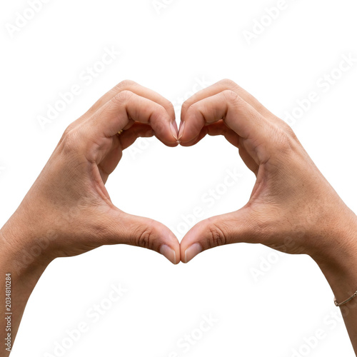 Hands forming heart shape with two hands coming