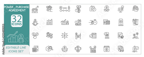 Konstfotografi Power Purchase Agreement icons set