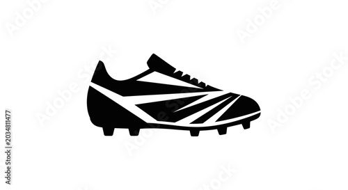 Fotografie Black Football Cleat Icon - Silhouette of a Soccer Shoe