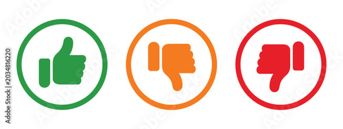 Quadro em tela positive, neutral and negative feedback icon collection with thumbs rating symbols, vector illustration for reviews, surveys and user sentiment analysis