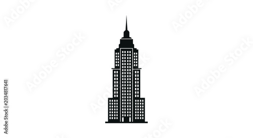 Foto Art Deco Skyscraper Silhouette on White Background
