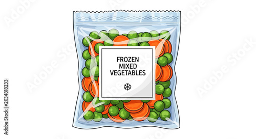 Frozen Mixed Vegetables in Plastic Bag.