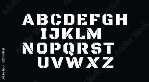 Schilderij op canvas Uppercase stencil font alphabet