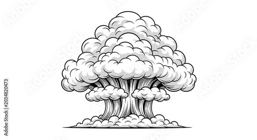 Tableau sur toile Explosion Cloud Illustration, Nuclear Blast, Atomic Bomb, Smoke Effect