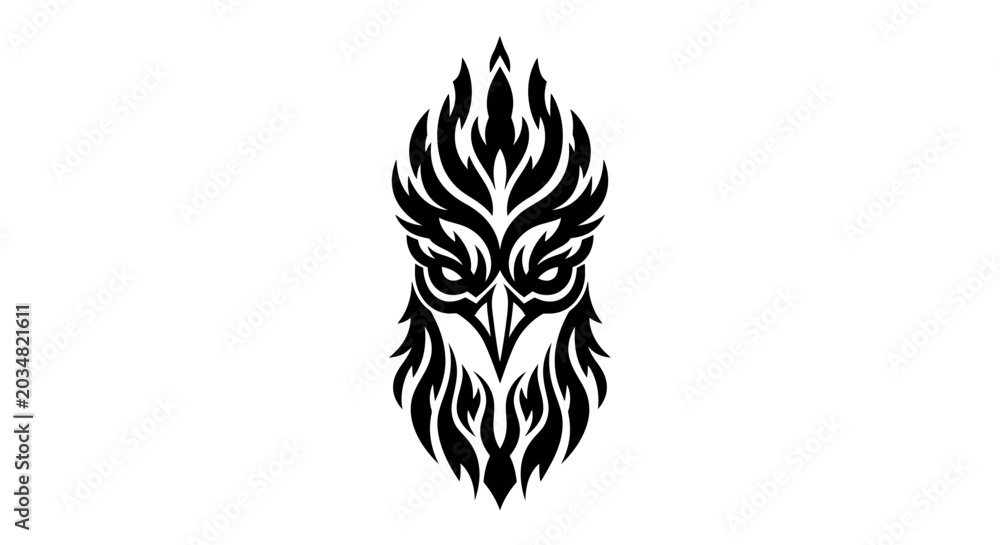 Fototapeta premium Tribal Eagle Head Tattoo Design - Black and White Vector Art